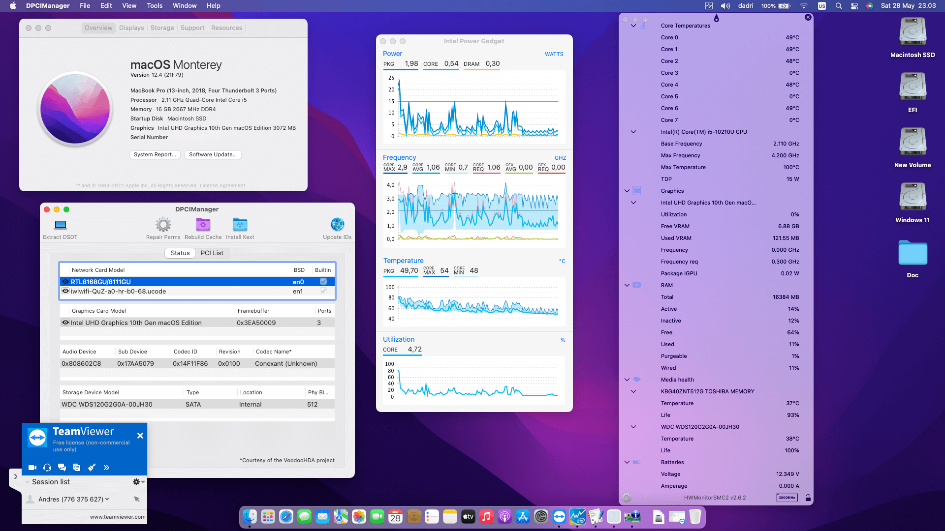 Success Hackintosh macOS Monterey 12.4 Build 21F79 in Lenovo Thinkpad E14